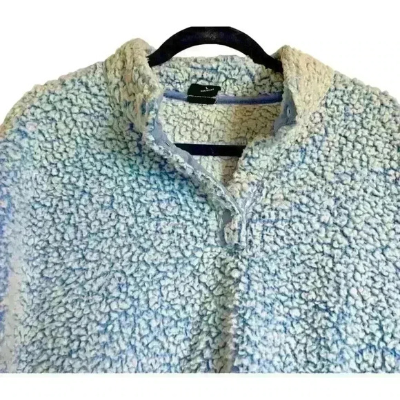 Pac Sun Sz L Simone Sherpa Henley Cropped Cozy Comfy - Picture 10 of 15